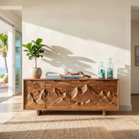 Ridgeline Walnut Media Console with Carved Peaks, view 7