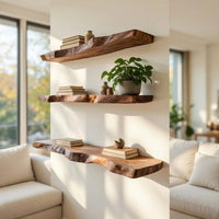 Solid Wood Natural Wood Floating Shelves Handcrafted Shelf Entryway Christmas, view 7
