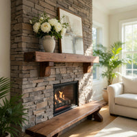 Solid Wood Floating Fireplace Mantel Rustic Shelf Cozy Cabin Living Room, view 7