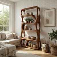 Five-Tier Bookshelf with Looped Oval Cutouts, view 7