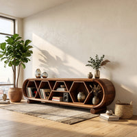 Honeycomb Walnut Media Console for Record Collections, view 7