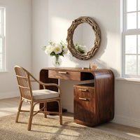 Solid Wood Dressing Table Sculptural Vanity Bedroom Area Makeup Space, view 7