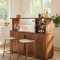 Solid Wood Bar Table Outdoor With Cabinet Patio Poolside, view 7
