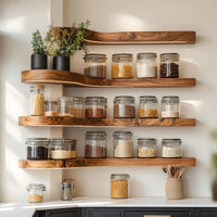 Solid Wood Spice Rack Mid Century Handmade Storage Kitchen Wall, view 7