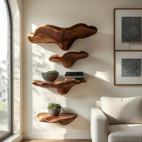Solid Wood Mushroom Shelf Farmhouse Solid Bedroom Decor Storage, view 7