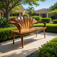 Solid Wood Outdoor Garden Bench Handcrafted Entryway Hallway Seating, view 7