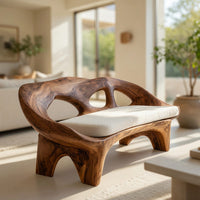 Solid Wood Sofa Curved Natural Living, view 7