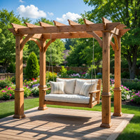 Solid Wood Porch Swing Rustic Pergola Bench Outdoor Garden Lounge, view 7