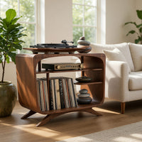 Solid Wood Record Player Stand Mid Century Lounge Corner Space, view 7