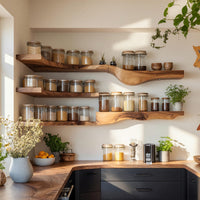 Solid Wood Spice Rack Farmhouse Organizer Entryway Storage, view 7