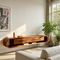 The Wall Lets Go: A Floating Walnut TV Console, view 7