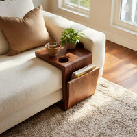 Solid Wood Sofa Arm Table Handcrafted Live Edge Armrest, view 7