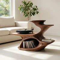 Solid Wood Record Player Stand Handcrafted Live Edge Unique Living Room, view 7
