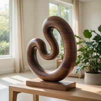 Solid Wood Sculpture Wall Art Farmhouse Large Twisted Spiral Floor Contemporary, view 7