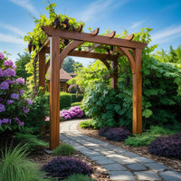Solid Wood Pergola Rustic Garden Arbor Arch Outdoor Pathways, view 7