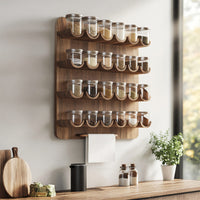 Solid Wood Spice Rack Mid Century Handmade Storage Kitchen, view 7