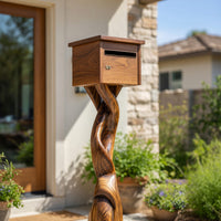Solid Wood Mailbox Post Farmhouse Solid Sculpture Garden, view 7