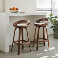 Solid Wood Bar Stool Curved Kitchen Island Counter Dining, view 7