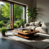 Two Thick Tiers, One Hidden Plinth: Coffee Table in Wood, view 7