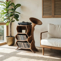 Solid Wood Record Player Stand Handcrafted Media Console, view 7
