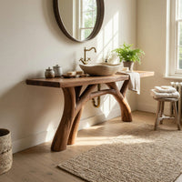 Solid Wood Live Edge Vanity Mid Century Handmade Sink Spa Bathroom, view 7