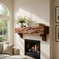Solid Wood Floating Fireplace Mantel Rustic Shelf Living Room, view 7