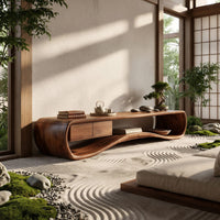 Slow Water in Walnut: A Low Curving Media Console, view 7