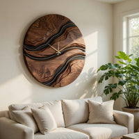Solid Wood Clock Minimalist Artistic Wall Living Room, view 7