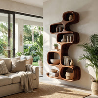 Solid Wood Wall Mounted Shelf Abstract Living Room, view 7