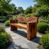 Solid Wood Outdoor Garden Bench Solid Entryway Natural Style Home, view 7