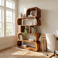Mid Century Sculptural Bookshelf Storage Organizer For Home Office, view 7