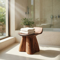 Solid Wood Teak Shower Bench Farmhouse Stool Rustic Bathroom Interiors, view 7