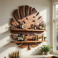 Solid Wood Wine Rack Wall Holder Home Bar Bottle Showcase, view 7