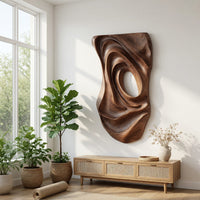 Nested Ovals in a Carved Walnut Wall Sculpture, view 7 — view 7