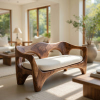 Solid Wood Sofa Mid Century Sculptural Frame Patio, view 7