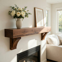 Solid Wood Floating Fireplace Mantel Rustic Live Edge Shelf Living Room, view 7
