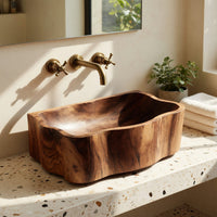 Solid Wood Sink Vanity Handcrafted Wall Mounted Bathroom Artisan Bathroom, view 7
