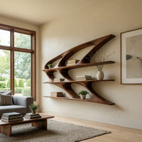 Swept Wing Bookshelf in Solid Walnut Hardwood, view 7