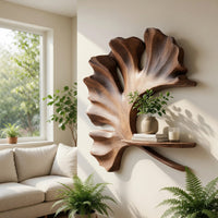 Solid Wood Wall Mounted Shelf Entryway Space Saving, view 7