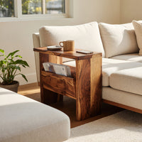 Solid Wood Sofa Arm Table Mid Century Solid Side Home, view 7