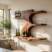 Solid Wood Wine Rack Open Shelf Entertaining Area, view 7