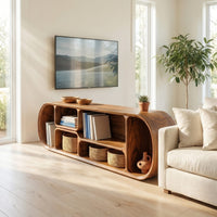 Minimalist Curved Tv Console For Studio Apartment Interior, view 7