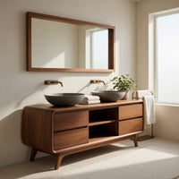 Solid Wood Bathroom Vanity With Drawers Both Sides, view 7