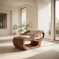 Solid Wood Chair Artistic Organic Lounge Home, view 7