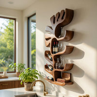 Solid Wood Wine Rack Farmhouse Wall Apartment Bar Display Feature, view 7