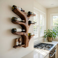 Solid Wood Wine Rack Tree Style Wall Kitchen, view 7