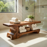 Solid Wood Teak Shower Bench Bath Bathroom Wellness Retreat, view 7