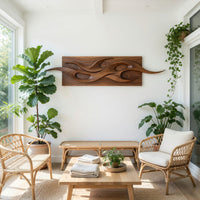 Lowtide Wave Wall Sculpture in Backlit Walnut Grain, view 7 — view 7