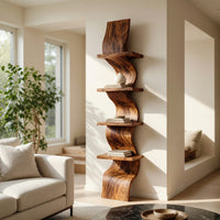 Solid Wood Wall Mounted Shelf Curved Floating Statement Living Room, view 7