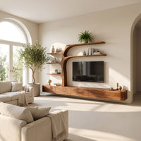Handcrafted Tv Cabinet With Multi Branch Shelves For Living Room, view 7